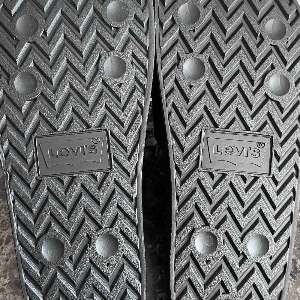 Levi's Mens 3D Front Logo Slip-on Slide Sandal Beach Black Size 10 $59 NEW